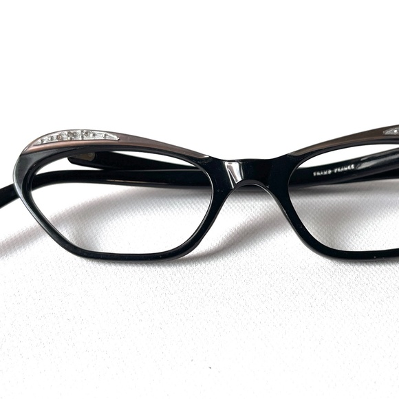Petite Fit Oval Cat Eye MCM Eyeglasses NOS 1950s Rhinestone Glasses Frame France - Picture 1 of 15